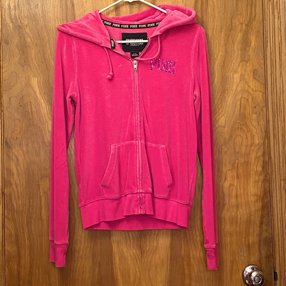 Pink Victoria Secret PINK zip up velour hoodie